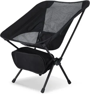 YSSOA Lightweight Chair Folding Camping Chairs, Backpacking Chair Ultralight Hiking Chairs, Compact Camping Chairs, 176 lbs Weight Capacity, Breathable Mesh Fabric, Black