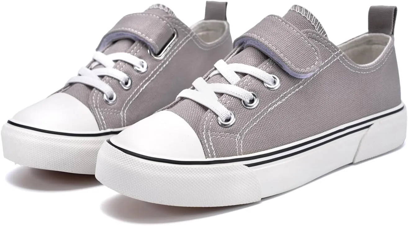 Zoroadke Toddler Boys and Girls Sneakers Low Top Adjustable Strap Canvas Shoes for Kids