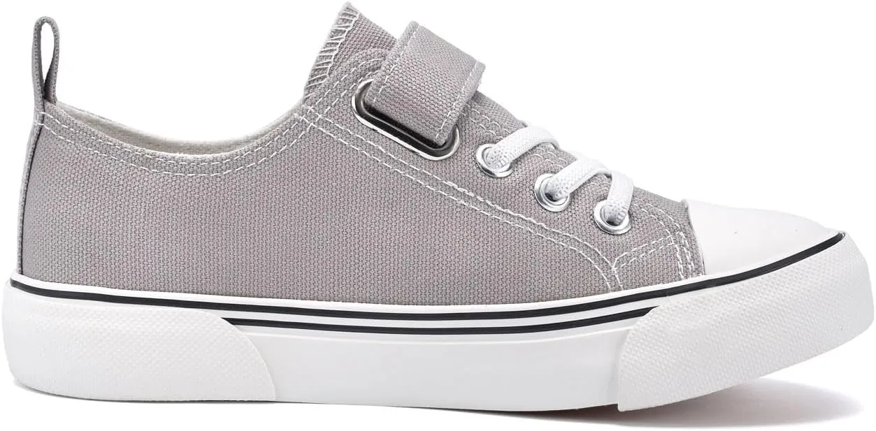 Zoroadke Toddler Boys and Girls Sneakers Low Top Adjustable Strap Canvas Shoes for Kids