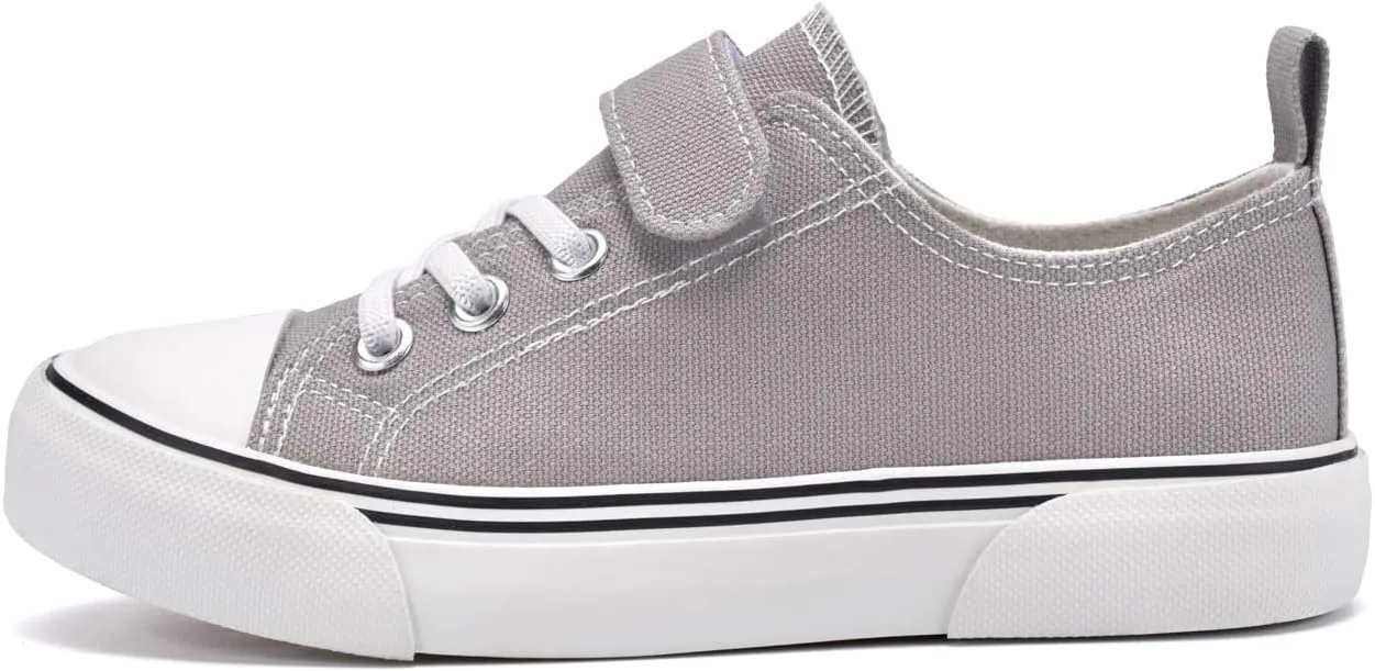 Zoroadke Toddler Boys and Girls Sneakers Low Top Adjustable Strap Canvas Shoes for Kids