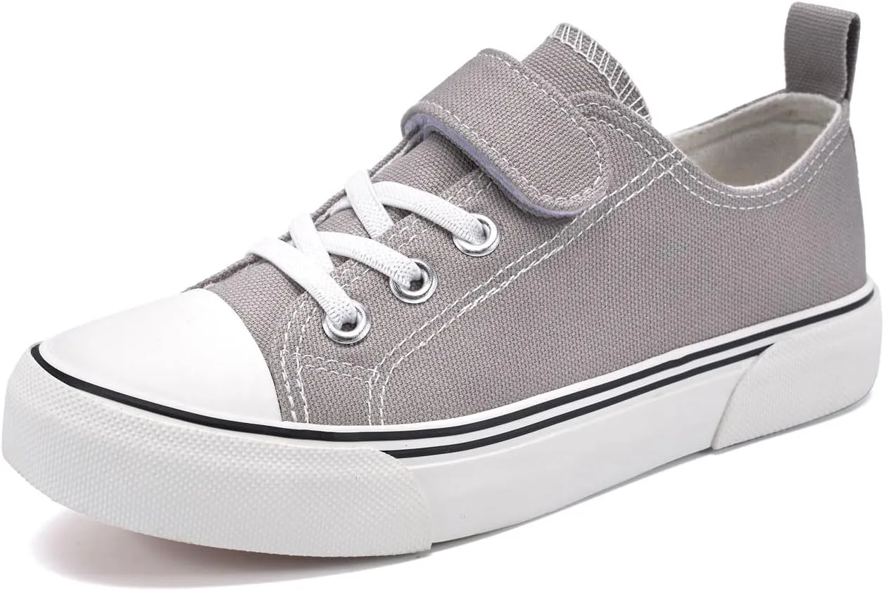 Zoroadke Toddler Boys and Girls Sneakers Low Top Adjustable Strap Canvas Shoes for Kids