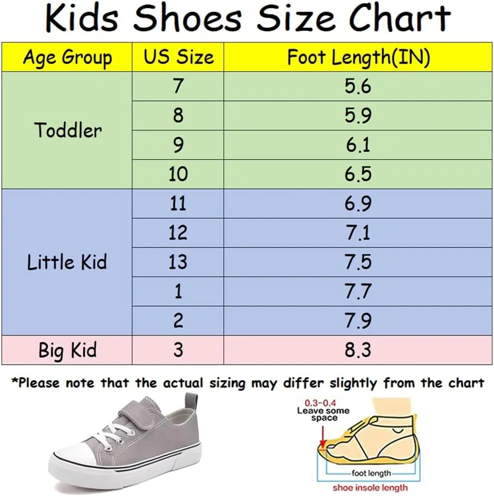 Zoroadke Toddler Boys and Girls Sneakers Low Top Adjustable Strap Canvas Shoes for Kids