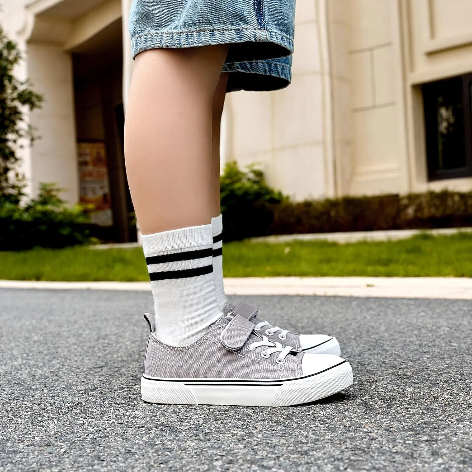 Zoroadke Toddler Boys and Girls Sneakers Low Top Adjustable Strap Canvas Shoes for Kids