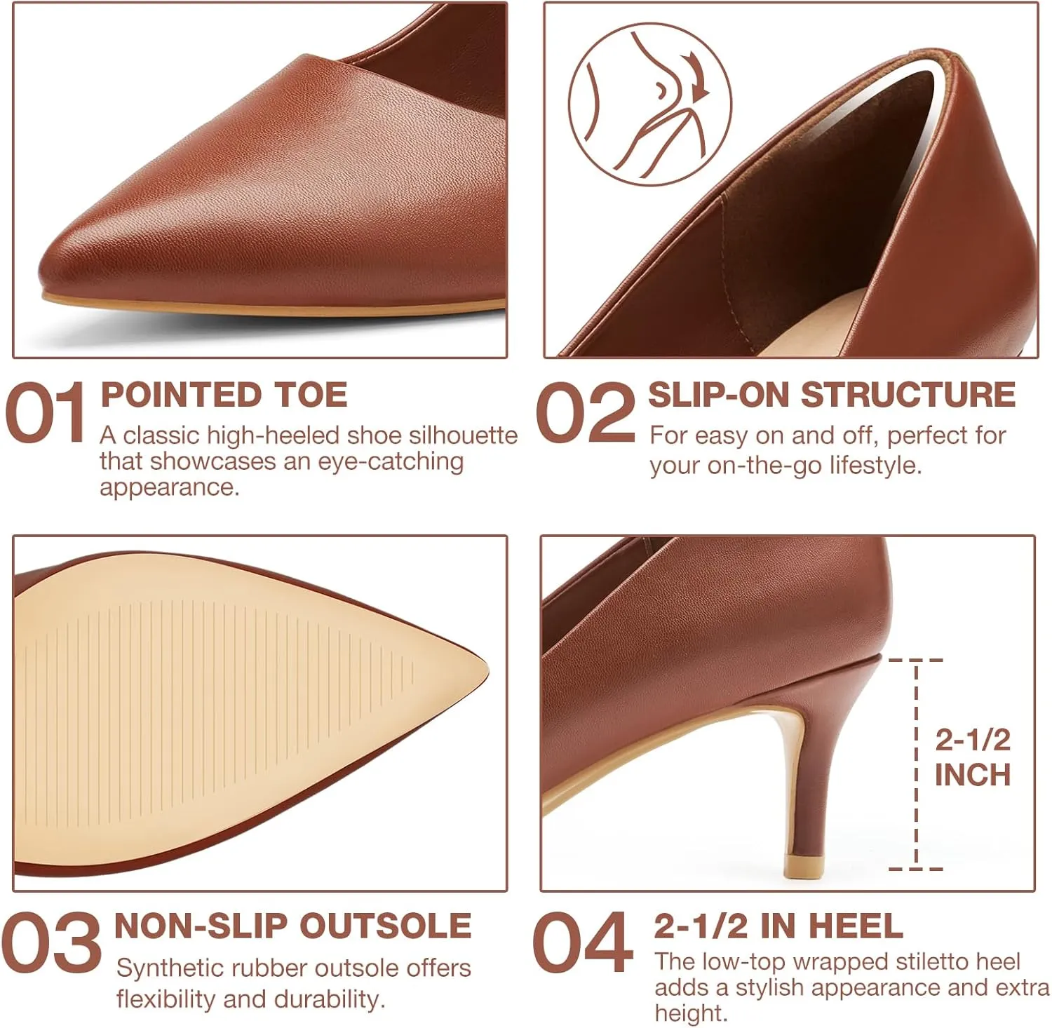 ZURIN Women's Pointed Toe Comfortable Stiletto Heels Closed Toe Dress Pumps Shoes for Wedding Work Office Business